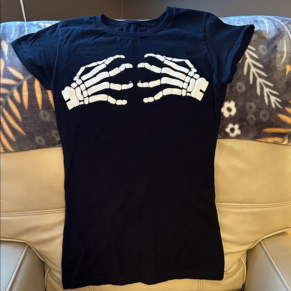 Black Skeleton Hands Short Sleeve Tee